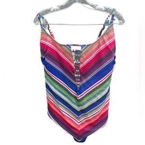 Becca one piece southwestern stripped bathing suite